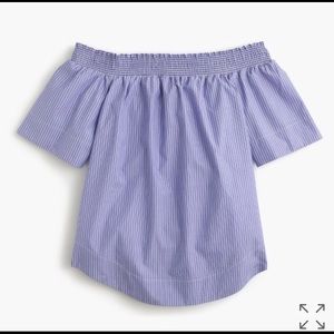 J.Crew cotton off-the shoulder top in stripe