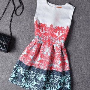 Colorful damask vintage inspired party dress