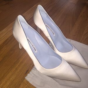 Manolo Blahnik BB Pump White Satin New Size 41