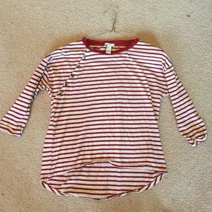 Forever 21 red and white striped 3/4 sleeve
