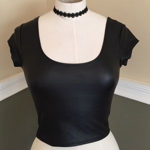 Faux leather crop top⚫️⚫️⚫️ Faux leather crop top⚫️⚫️⚫️