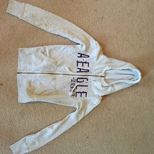 American Eagle cream zip up hoodie