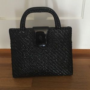 Lulu Guinness black wicker/leather purse