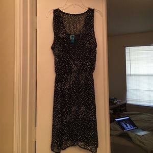 Navy blue polka dot dress, size M