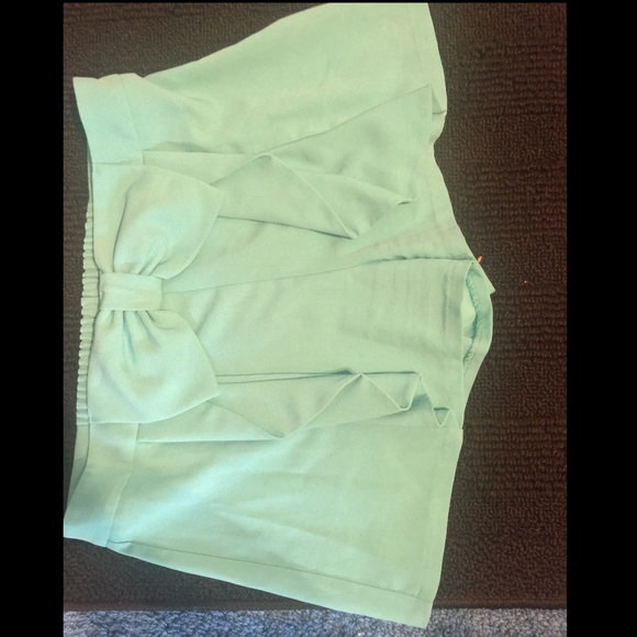 Turquoise High Waisted Shorts - Picture 2 of 3