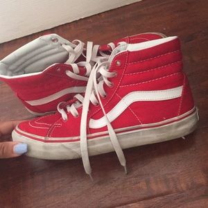Red used hi top vans