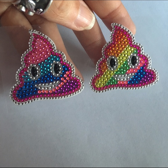 Emoji rainbow poop sticker patch bling set iPhone - Picture 3 of 4