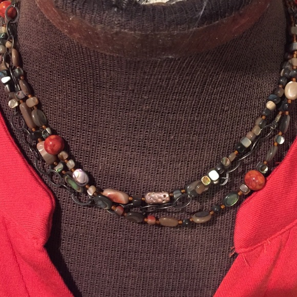 Silpada red coral shell beaded necklace