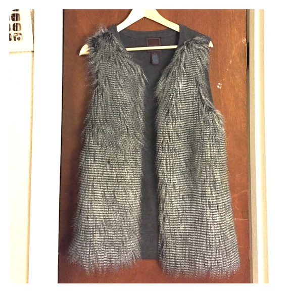 Grey and white fur vest