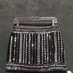 Bejeweled black rhinestone skirt