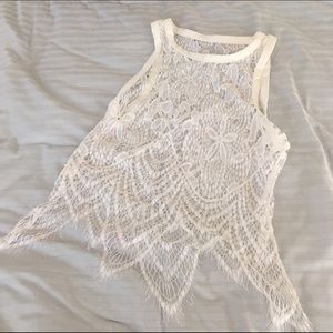 Lace white sleeveless top
