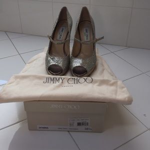 Jimmy Choo Amina Glitter Fabric Shoes
