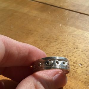 Sterling silver men's waves ring, size 13.25
