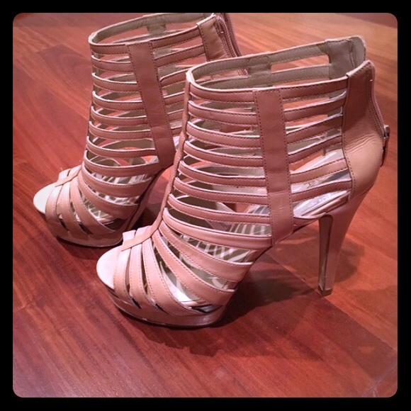 Nude caged heel