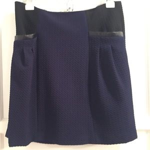 Nanette Lepore blue skirt with black leather
