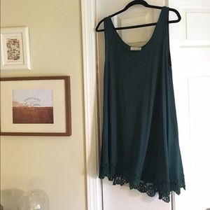 2 for 25% off Hunter Green Crochet Trim Tunic Tank