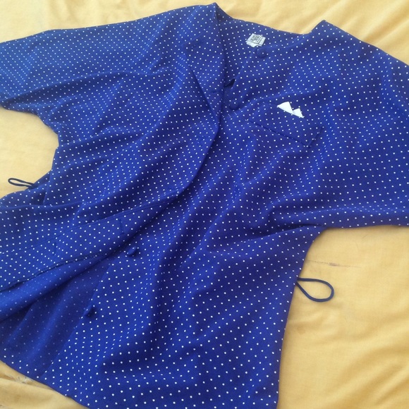 BLUE POLKA DOT 3/4 SLEEVE TOP