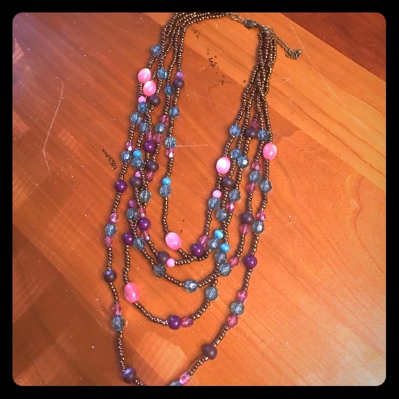 Multi-strand beaded necklace