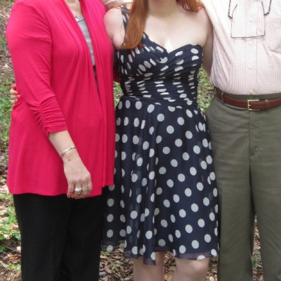 Navy & white polka dot Adriana Papell dress sz 10