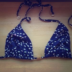 S Lilly Pulitzer bikini top - navy blue w fishes