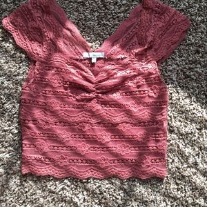 Burnt orange lace crop top size small