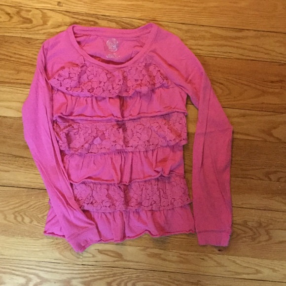 Long Sleeve Ruffled shirt. Girls size L (14)