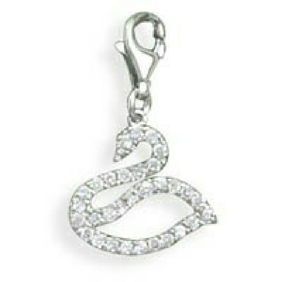 Sterling Silver Clear CZ Swan Charm