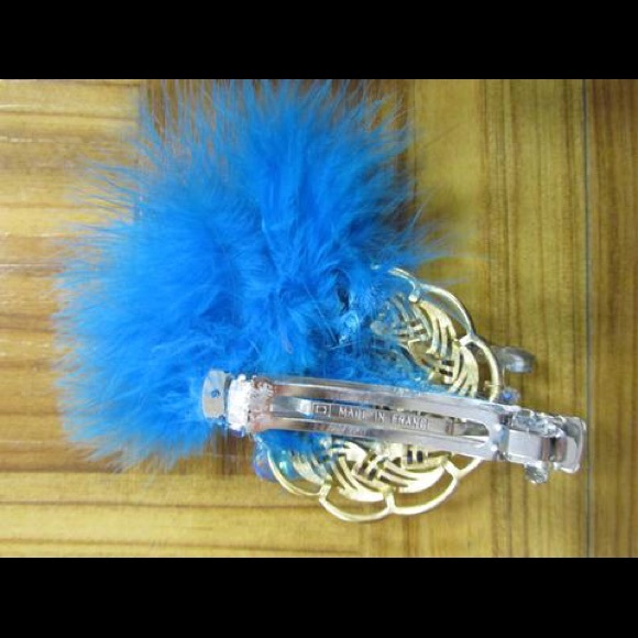 Blue Feather barrette - Picture 2 of 4