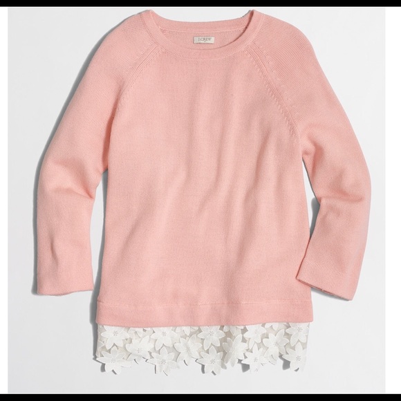J Crew LACE-HEM SWEATER