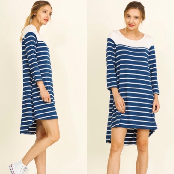 Dresses & Skirts - ❤️LAST-S❤️ Nautical Blue Striped Shirt Dress