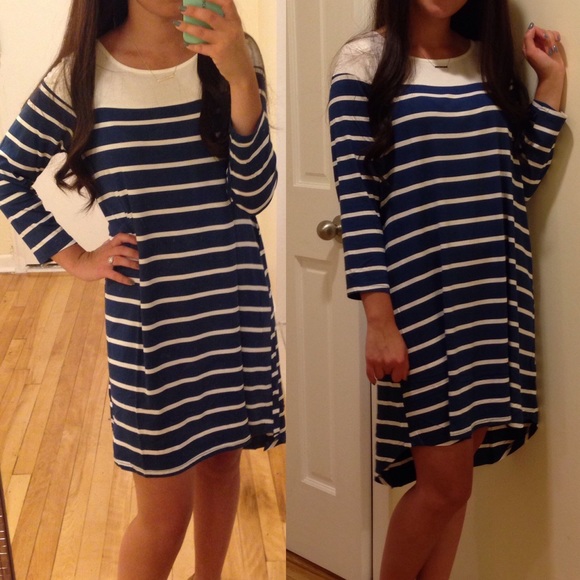 ❤️LAST-S❤️ Nautical Blue Striped Shirt Dress - Picture 3 of 3