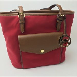 Michael Kors Jet Set Nylon Red Handbag