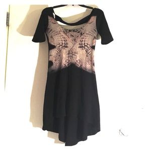Black poppy owl dress