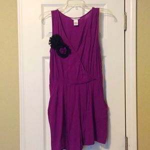 Esley purple romper with black flowers