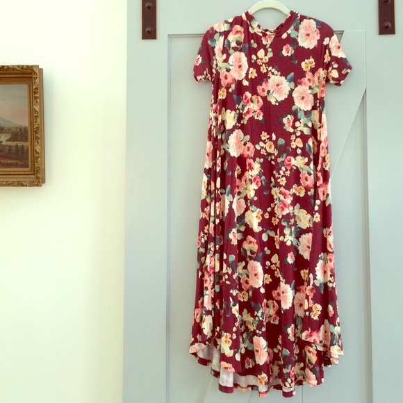 Maroon floral swing dress