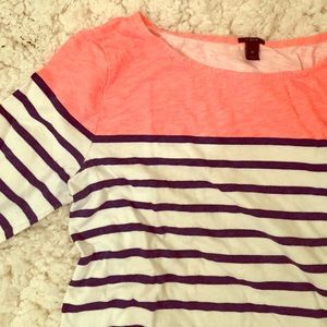 M Long sleeve JCrew top - neon orange and stripes