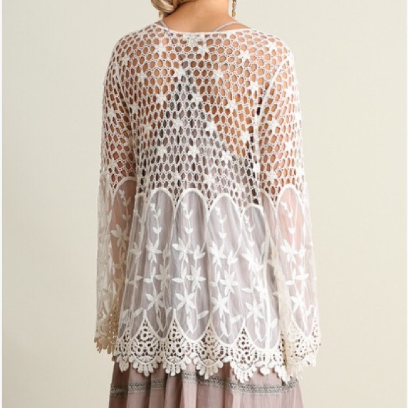 ❤️LAST-S❤️  Lace Crochet Cream Open Cardigan - Picture 4 of 4
