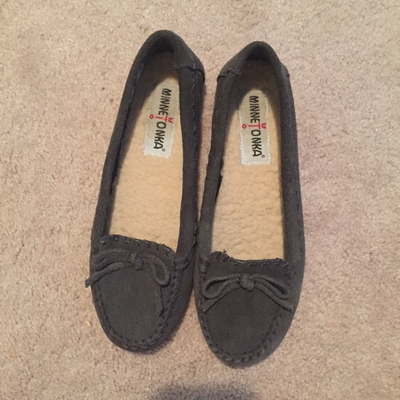 Gray Minnietonka Moccasins
