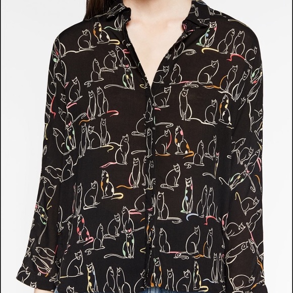 Zara Tops - NWOT Zara cat button up