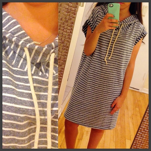 ❤️SMALL❤️ Striped Cowl Neck Drawstring Dress - Picture 4 of 4