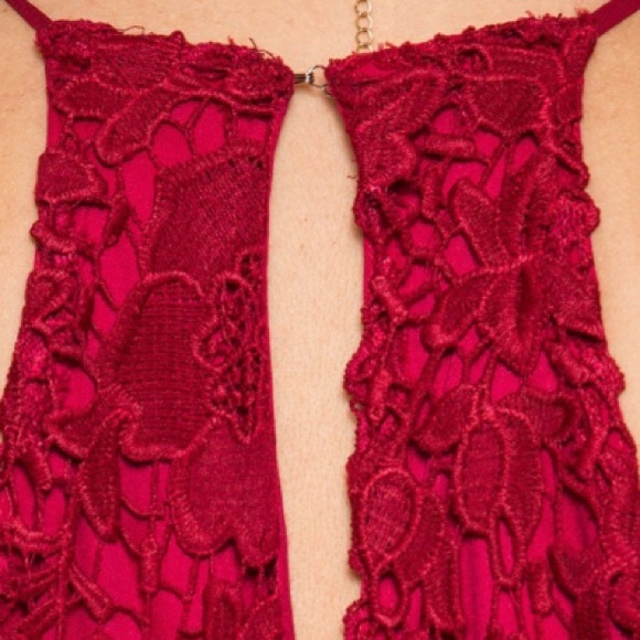 ❤️LAST ONE❤️ Floral Lace Sexy Event Red Tank Dress - Picture 3 of 4