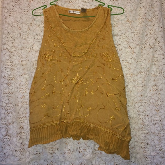 Goldenrod yellow embroidered festival style top