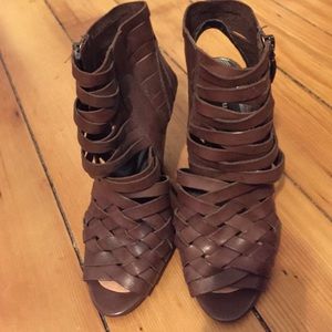Brown leather heels