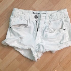 High-Waisted White Shorts