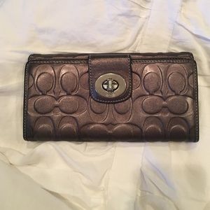 Silver metallic Coach wallet