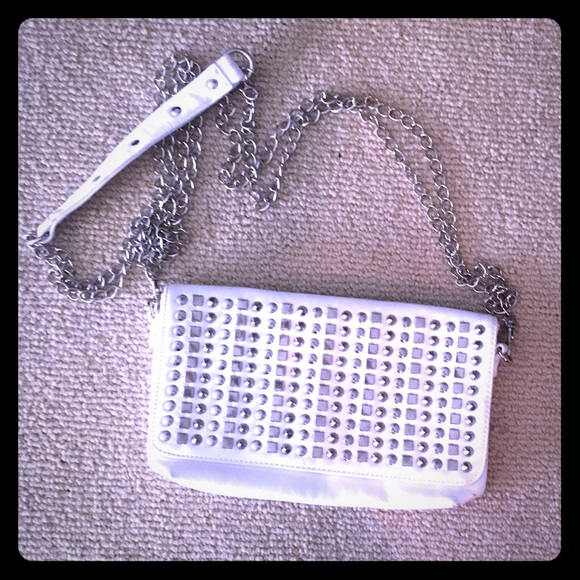 White Studded Crossbody & Clutch