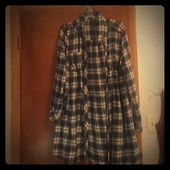 Forever 21 Button Down Blue Flannel Dress