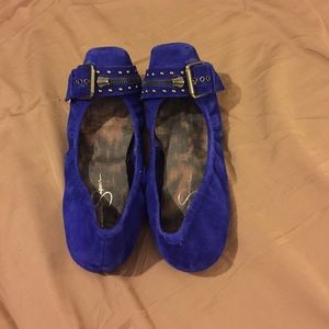Blue suede Jessica Simpson ballet flats
