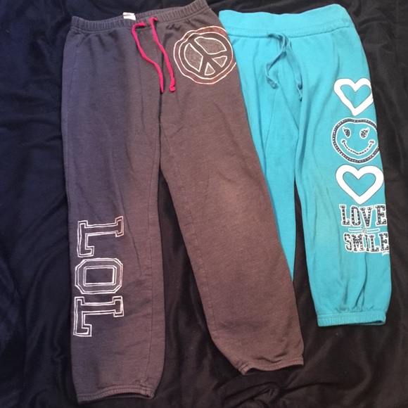 Two pairs girls sweat pants