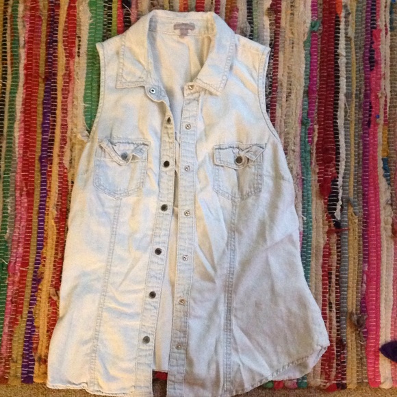 Button up denim tank
